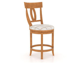Canadel Upholstered Counter Stool 8100 in OZ Fabric and 01 Honey Washed and Swivel Base, three-quarter view