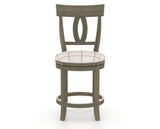 Canadel Upholstered Counter Stool 8100 in OZ Fabric and 08 Shadow and Swivel Base, front view