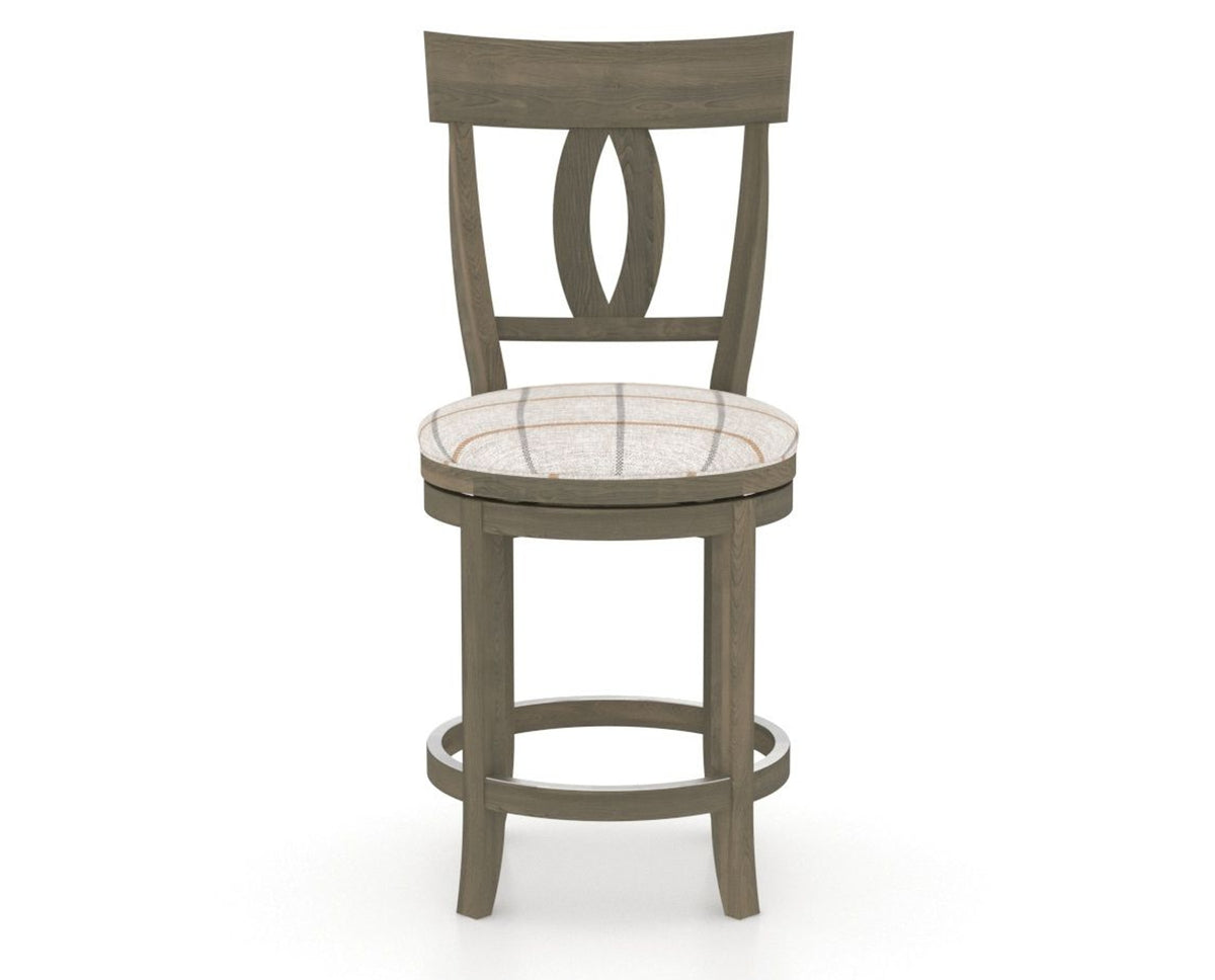 Canadel Upholstered Counter Stool 8100 in OZ Fabric and 08 Shadow and Swivel Base, front view