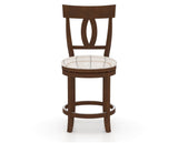 Canadel Upholstered Counter Stool 8100 in OZ Fabric and 19 Cognac Washed and Swivel Base, front view