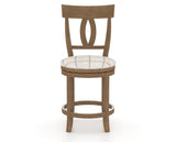 Canadel Upholstered Counter Stool 8100 in OZ Fabric and 25 Pecan Washed and Swivel Base, front view