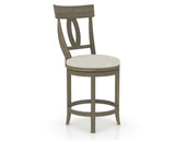 Canadel Upholstered Counter Stool 8100 in TB Fabric and 08 Shadow and Swivel Base, three-quarter view