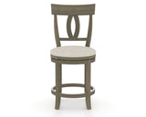 Canadel Upholstered Counter Stool 8100 in TB Fabric and 08 Shadow and Swivel Base, front view