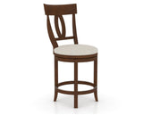 Canadel Upholstered Counter Stool 8100 in TB Fabric and 19 Cognac Washed and Swivel Base, three-quarter view