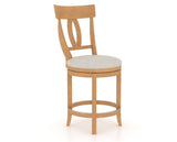 Canadel Upholstered Counter Stool 8100 in TB Fabric and 20 Caramel Washed and Swivel Base, three-quarter view
