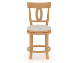 Canadel Upholstered Counter Stool 8100 in TB Fabric and 20 Caramel Washed and Swivel Base, front view