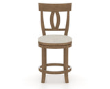Canadel Upholstered Counter Stool 8100 in TB Fabric and 25 Pecan Washed and Swivel Base, front view