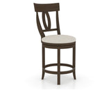 Canadel Upholstered Counter Stool 8100 in TB Fabric and 29 Hazelnut Washed and Swivel Base, three-quarter view