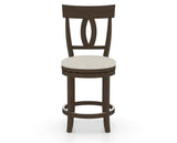 Canadel Upholstered Counter Stool 8100 in TB Fabric and 29 Hazelnut Washed and Swivel Base, front view