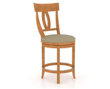 Canadel Upholstered Counter Stool 8100 in XY Faux Leather and 01 Honey Washed and Swivel Base, three-quarter view
