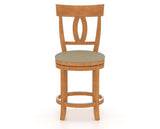 Canadel Upholstered Counter Stool 8100 in XY Faux Leather and 01 Honey Washed and Swivel Base, front view