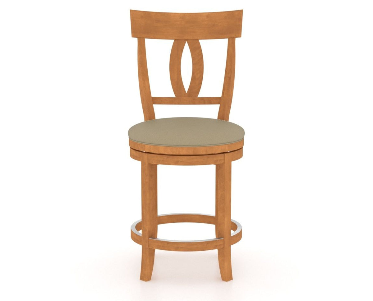 Canadel Upholstered Counter Stool 8100 in XY Faux Leather and 01 Honey Washed and Swivel Base, front view