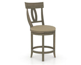 Canadel Upholstered Counter Stool 8100 in XY Faux Leather and 08 Shadow and Swivel Base, three-quarter view