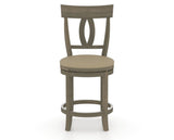 Canadel Upholstered Counter Stool 8100 in XY Faux Leather and 08 Shadow and Swivel Base, front view