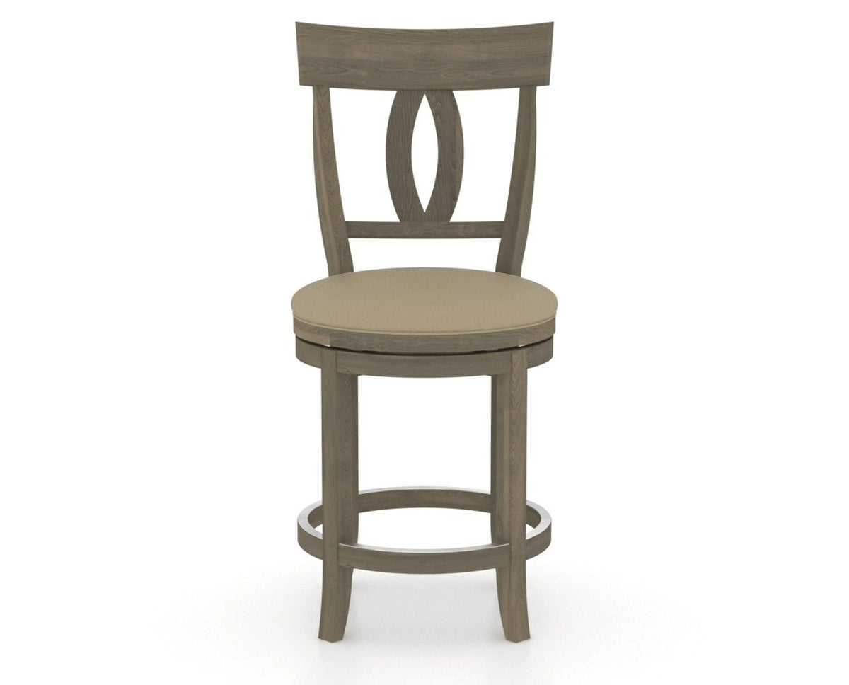 Canadel Upholstered Counter Stool 8100 in XY Faux Leather and 08 Shadow and Swivel Base, front view