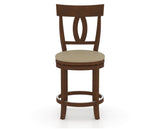 Canadel Upholstered Counter Stool 8100 in XY Faux Leather and 19 Cognac Washed and Swivel Base, front view