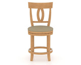 Canadel Upholstered Counter Stool 8100 in XY Faux Leather and 20 Caramel Washed and Swivel Base, front view