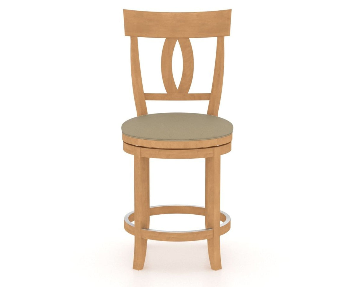Canadel Upholstered Counter Stool 8100 in XY Faux Leather and 20 Caramel Washed and Swivel Base, front view