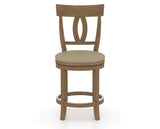 Canadel Upholstered Counter Stool 8100 in XY Faux Leather and 25 Pecan Washed and Swivel Base, front view