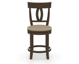 Canadel Upholstered Counter Stool 8100 in XY Faux Leather and 29 Hazelnut Washed and Swivel Base, front view