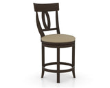 Canadel Upholstered Counter Stool 8100 in XY Faux Leather and 59 Davy's Grey and Swivel Base, three-quarter view