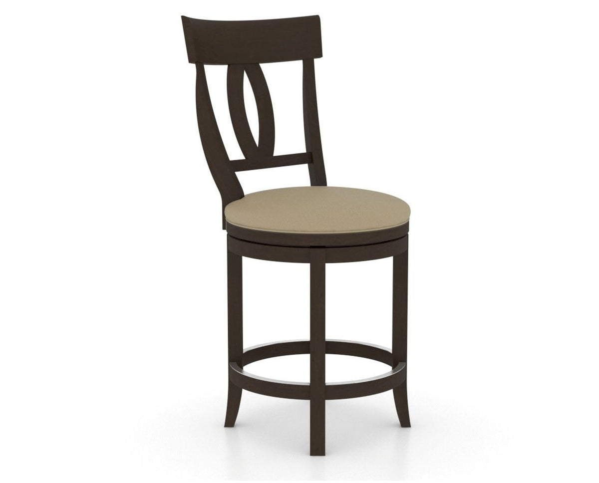 Canadel Upholstered Counter Stool 8100 in XY Faux Leather and 59 Davy's Grey and Swivel Base, three-quarter view