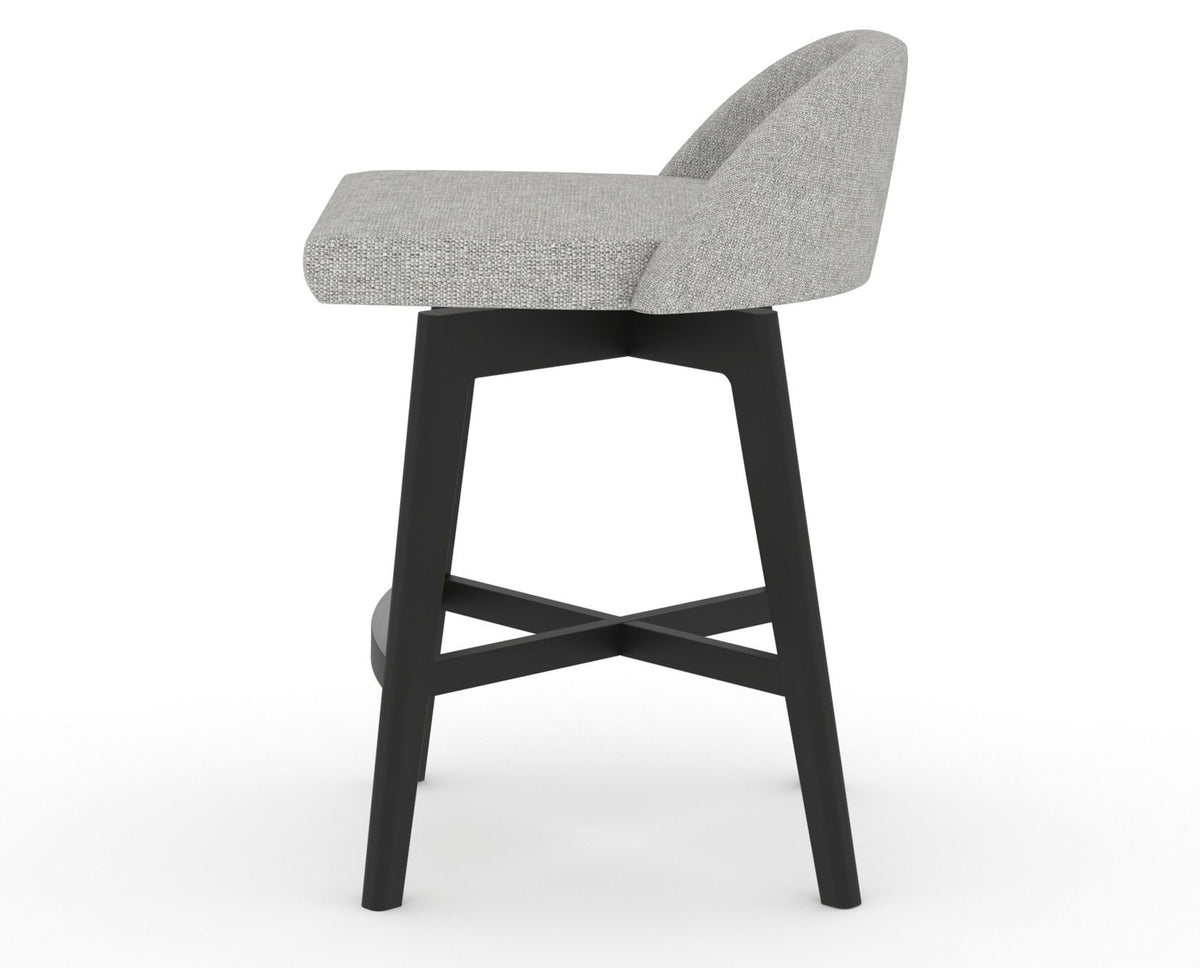 Canadel Downtown Swivel Counter or Bar Stool 8138 in 7C Fabric and 05 Peppercorn Washed, side view