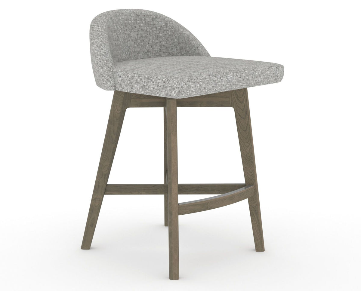Canadel Downtown Swivel Counter or Bar Stool 8138 in 7C Fabric and 08 Shadow, three-quarter view