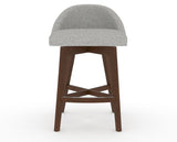 Canadel Downtown Swivel Counter or Bar Stool 8138 in 7C Fabric and 19 Cognac Washed, front view