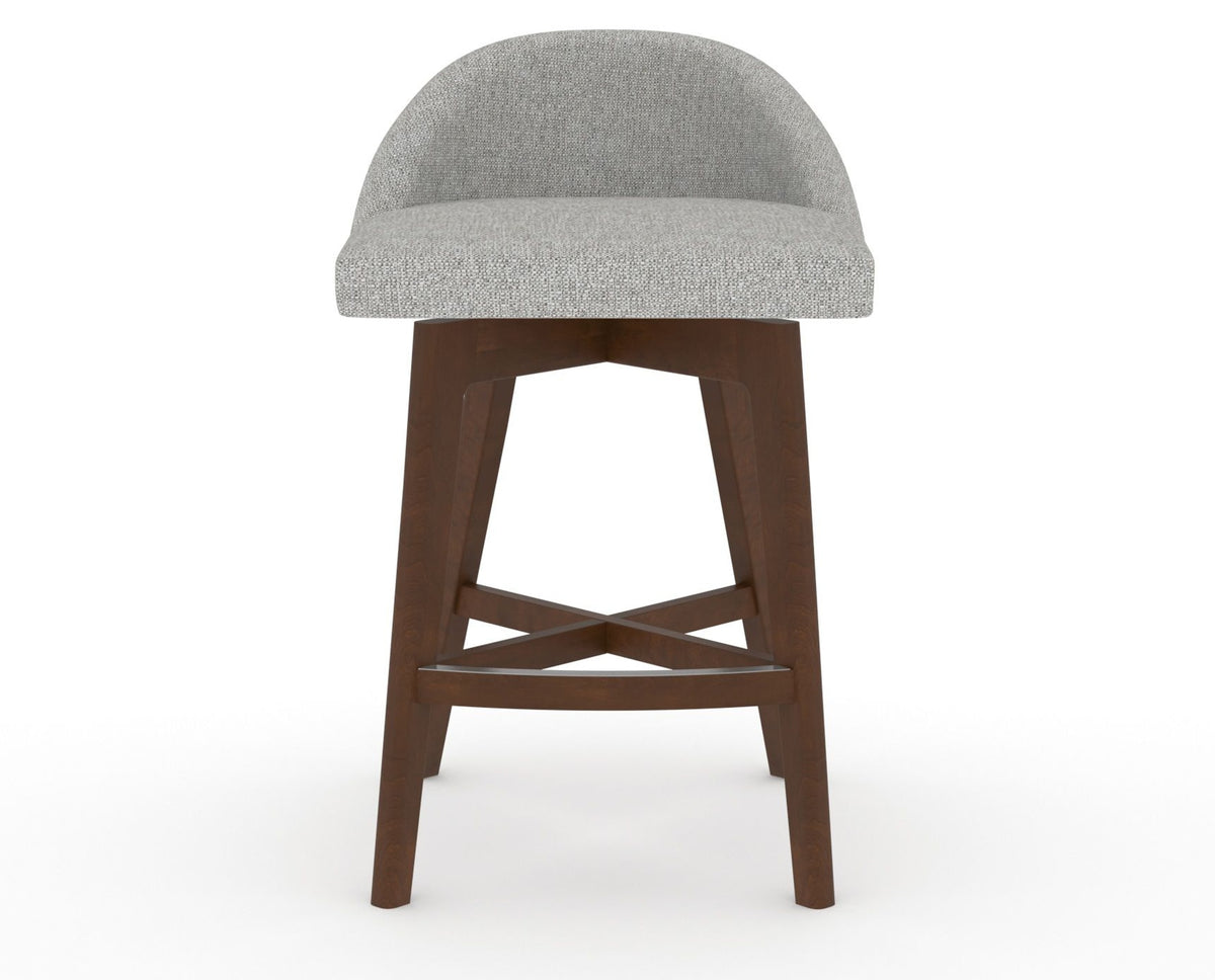 Canadel Downtown Swivel Counter or Bar Stool 8138 in 7C Fabric and 19 Cognac Washed, front view