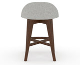 Canadel Downtown Swivel Counter or Bar Stool 8138 in 7C Fabric and 19 Cognac Washed, back view