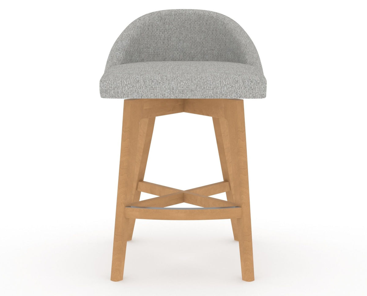 Canadel Downtown Swivel Counter or Bar Stool 8138 in 7C Fabric and 20 Caramel Washed, front view