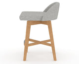 Canadel Downtown Swivel Counter or Bar Stool 8138 in 7C Fabric and 20 Caramel Washed, side view