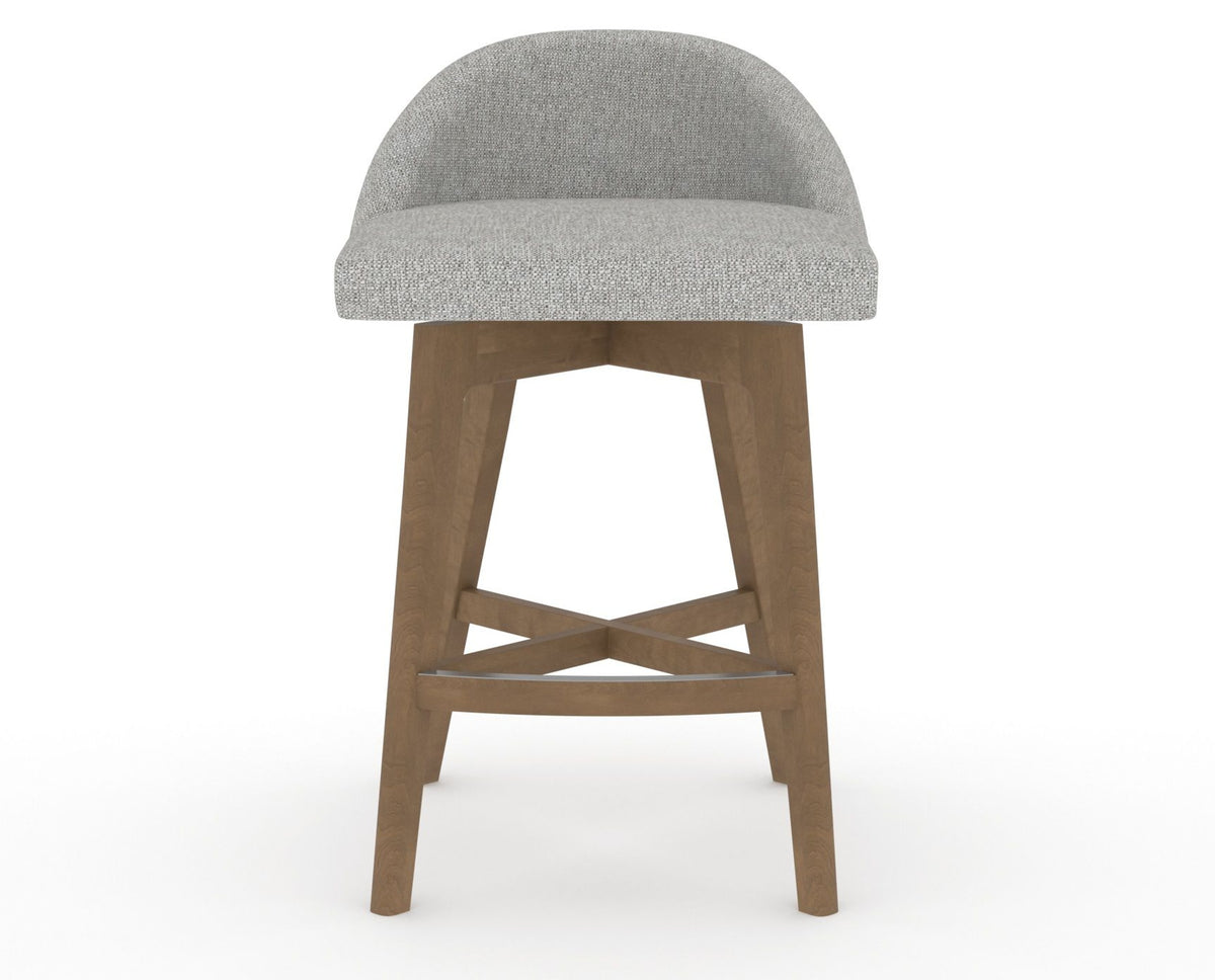 Canadel Downtown Swivel Counter or Bar Stool 8138 in 7C Fabric and 25 Pecan Washed, front view