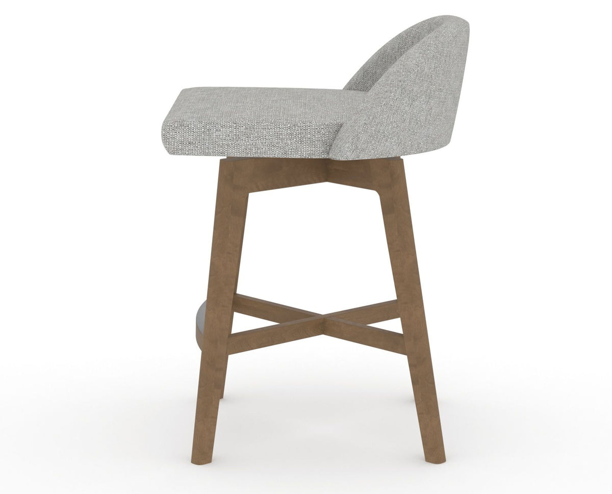 Canadel Downtown Swivel Counter or Bar Stool 8138 in 7C Fabric and 25 Pecan Washed, side view