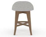 Canadel Downtown Swivel Counter or Bar Stool 8138 in 7C Fabric and 25 Pecan Washed, back view