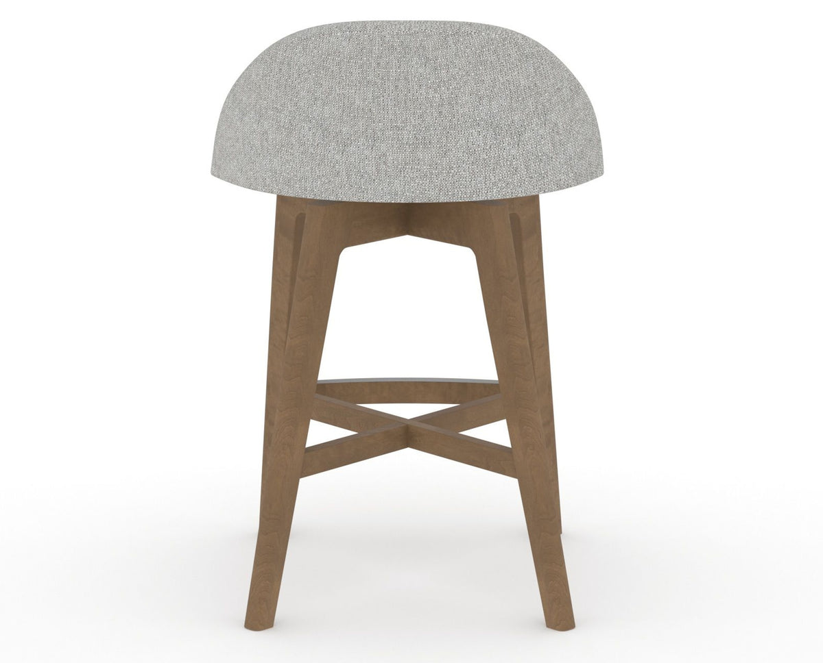 Canadel Downtown Swivel Counter or Bar Stool 8138 in 7C Fabric and 25 Pecan Washed, back view