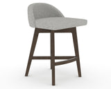 Canadel Downtown Swivel Counter or Bar Stool 8138 in 7C Fabric and 29 Hazelnut Washed, three-quarter view