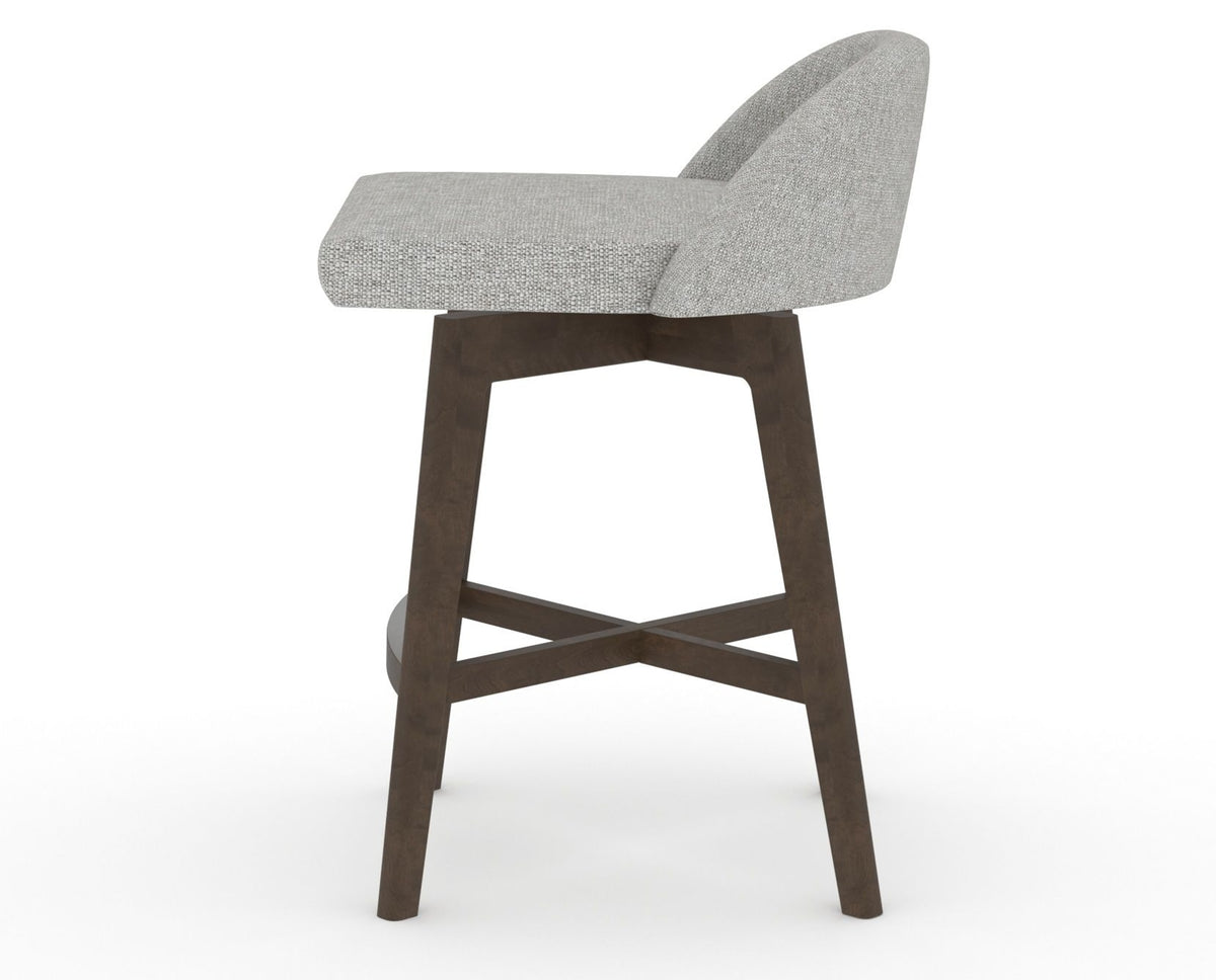 Canadel Downtown Swivel Counter or Bar Stool 8138 in 7C Fabric and 29 Hazelnut Washed, side view