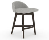 Canadel Downtown Swivel Counter or Bar Stool 8138 in 7C Fabric and 59 Davy's Grey, three-quarter view