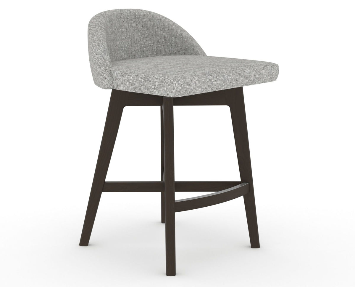 Canadel Downtown Swivel Counter or Bar Stool 8138 in 7C Fabric and 59 Davy's Grey, three-quarter view
