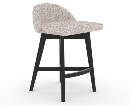 Canadel Downtown Swivel Counter or Bar Stool 8138 in FP Crypton® and 05 Peppercorn Washed, three-quarter view