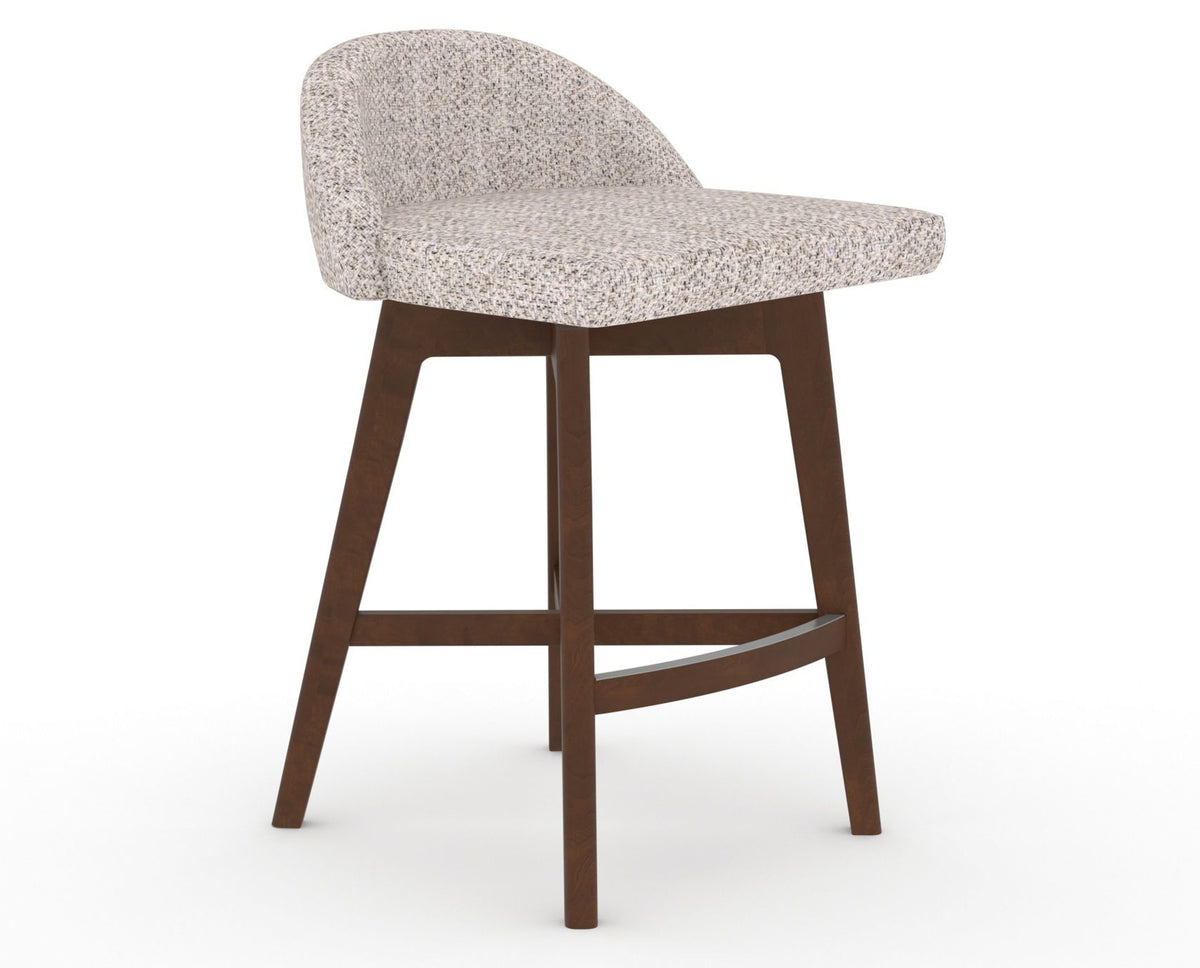 Canadel Downtown Swivel Counter or Bar Stool 8138 in FP Crypton® and 19 Cognac Washed, three-quarter view