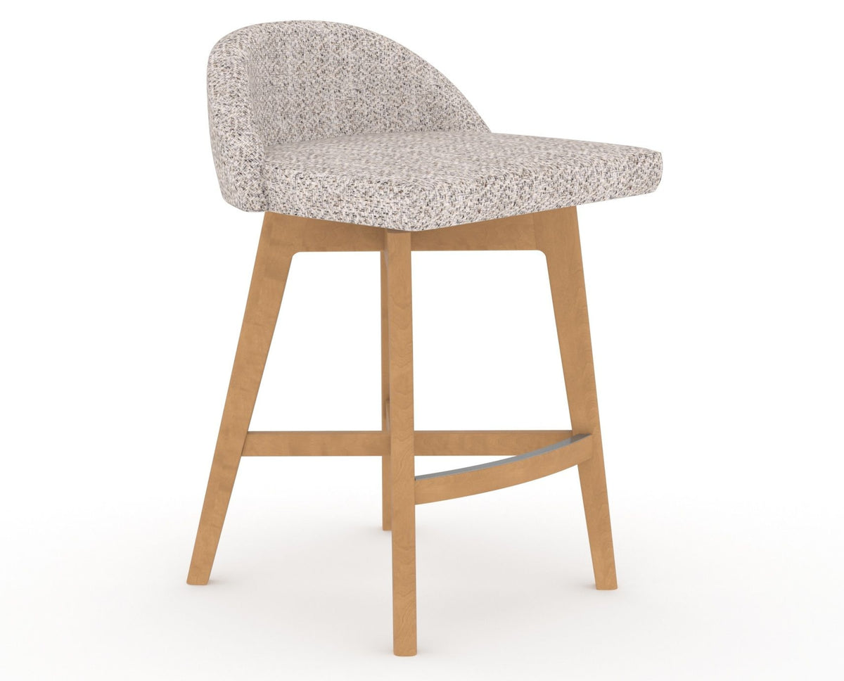 Canadel Downtown Swivel Counter or Bar Stool 8138 in FP Crypton® and 20 Caramel Washed, three-quarter view