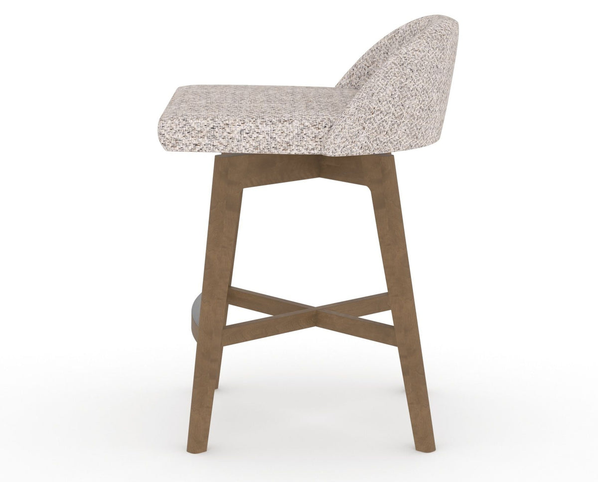 Canadel Downtown Swivel Counter or Bar Stool 8138 in FP Crypton® and 25 Pecan Washed, side view
