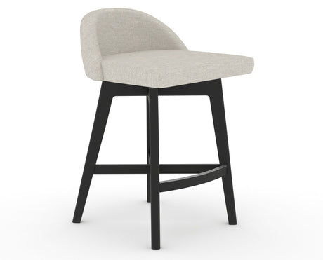 Canadel Downtown Swivel Counter or Bar Stool 8138 in TB Fabric and 05 Peppercorn Washed, three-quarter view