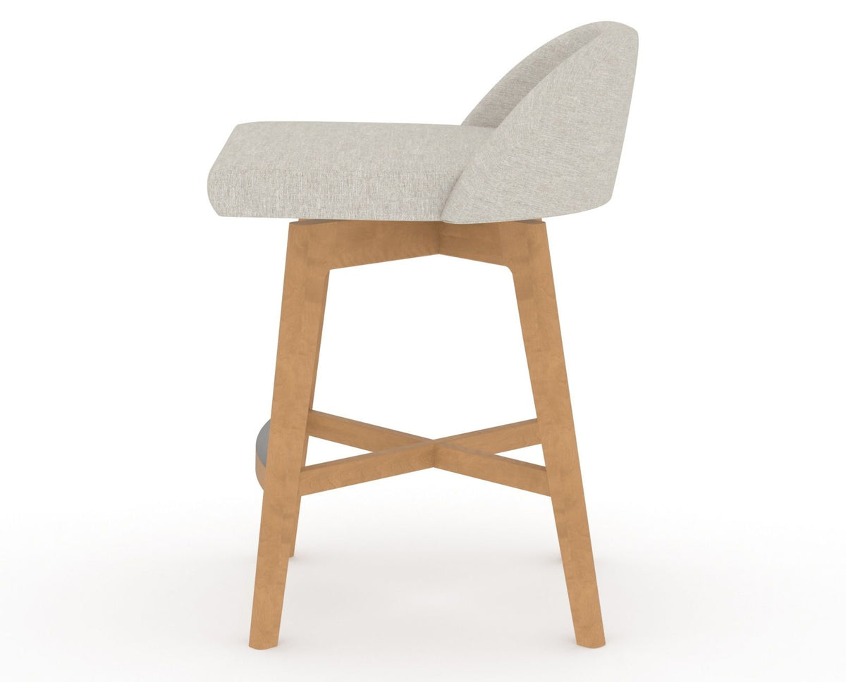 Canadel Downtown Swivel Counter or Bar Stool 8138 in TB Fabric and 20 Caramel Washed, side view