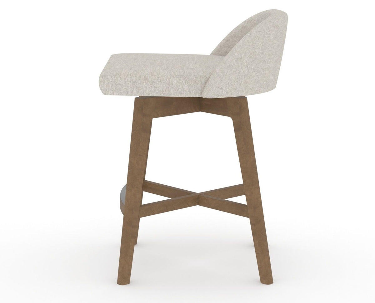 Canadel Downtown Swivel Counter or Bar Stool 8138 in TB Fabric and 25 Pecan Washed, side view