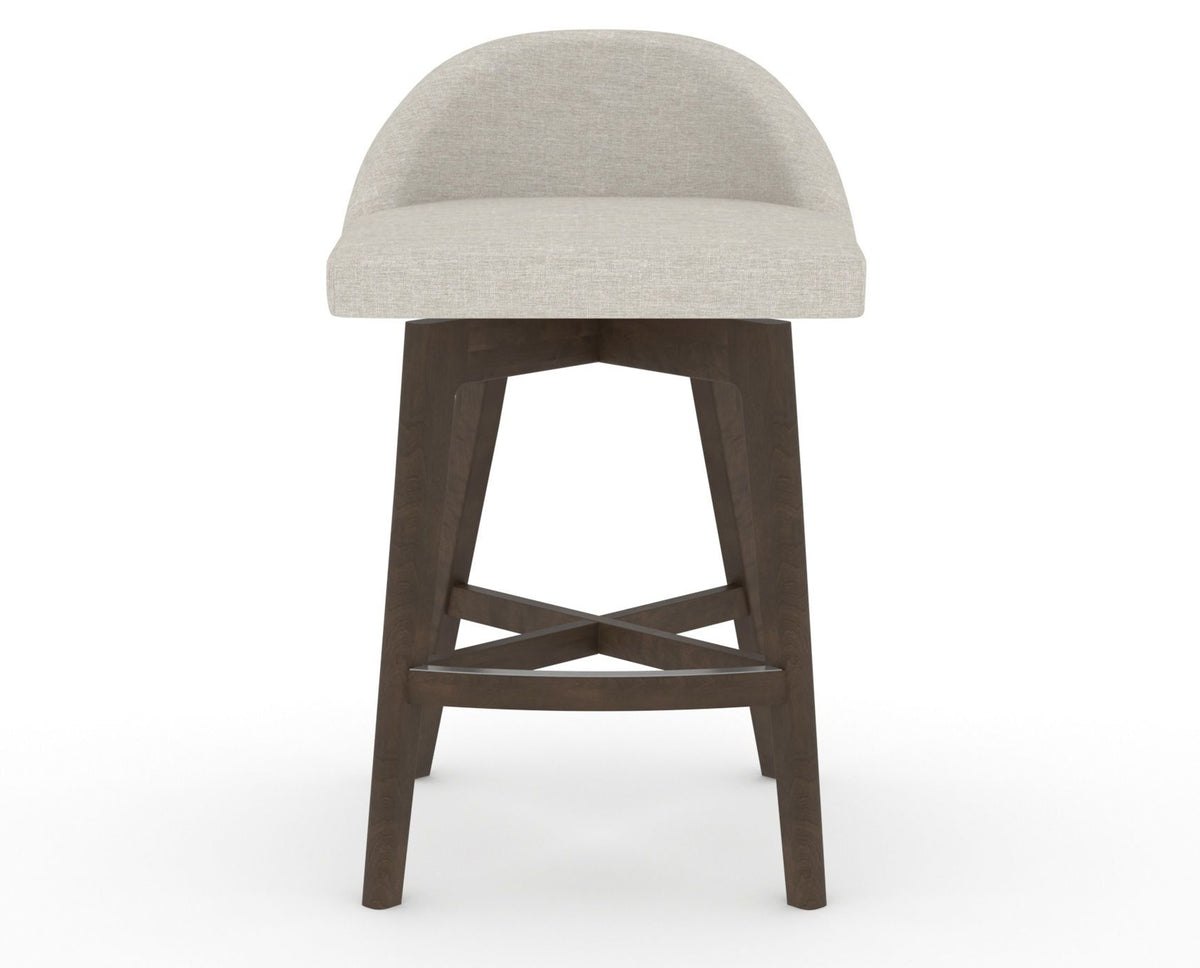 Canadel Downtown Swivel Counter or Bar Stool 8138 in TB Fabric and 29 Hazelnut Washed, front view