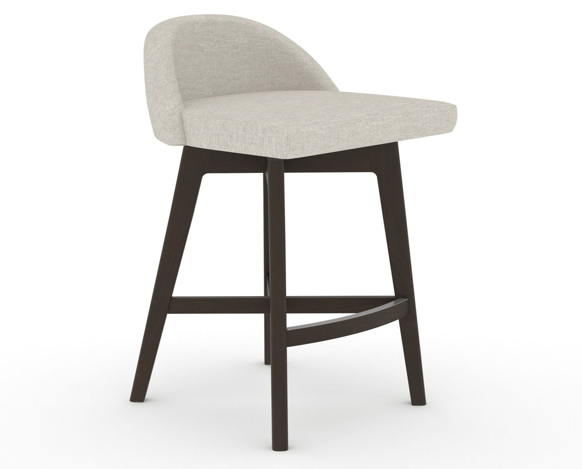 Canadel Downtown Swivel Counter or Bar Stool 8138 in TB Fabric and 59 Davy's Grey, three-quarter view